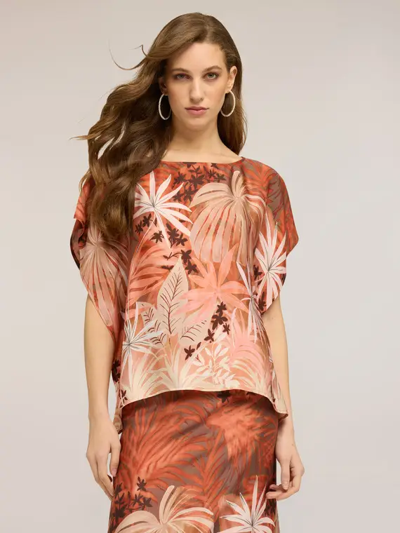 Motivi Blusa kimono in raso con stampa Donna, Arancione