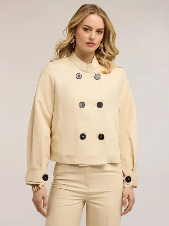 Motivi Giacca doppiopetto in misto lino Donna, Beige