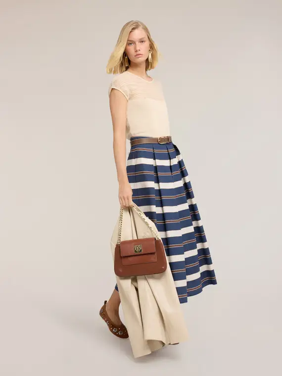Motivi Maglia a righe in misto lino Donna, Beige