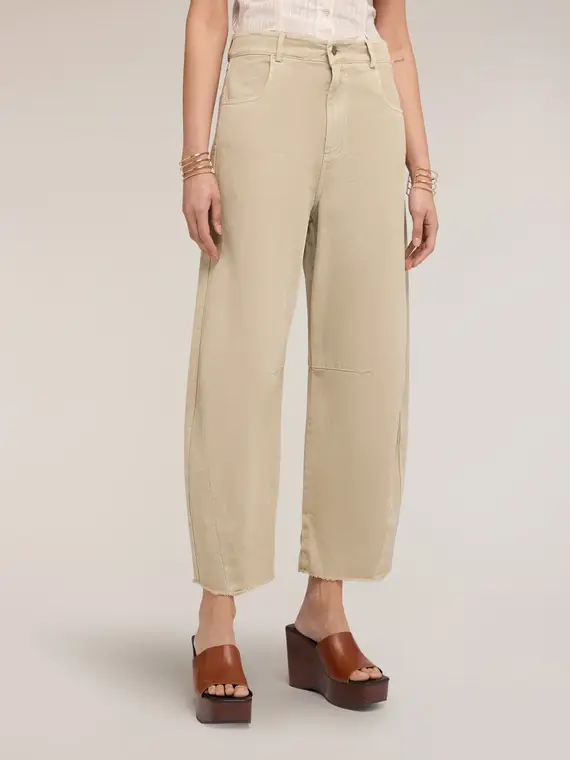 Motivi Pantaloni balloon in drill di cotone Donna, Beige