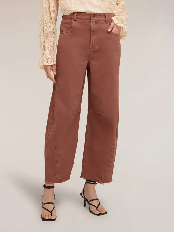 Motivi Pantaloni balloon in drill di cotone Donna, Marrone