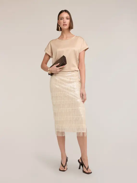 Motivi T-shirt bimaterica misto cotone Donna, Beige