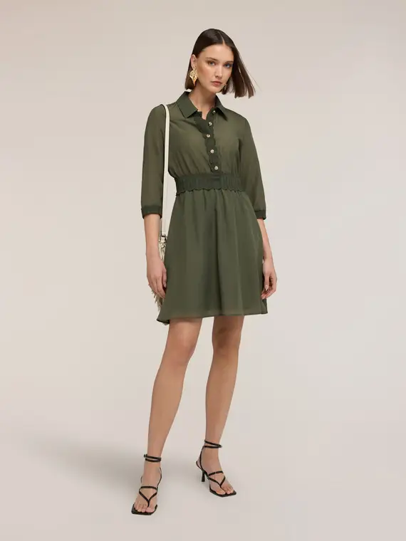 Motivi Vestito chemisier in creponne misto lyocell Donna, Verde militare