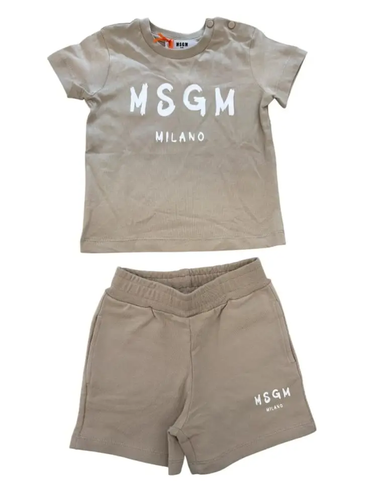 Msgm set beige neonato maxi logo