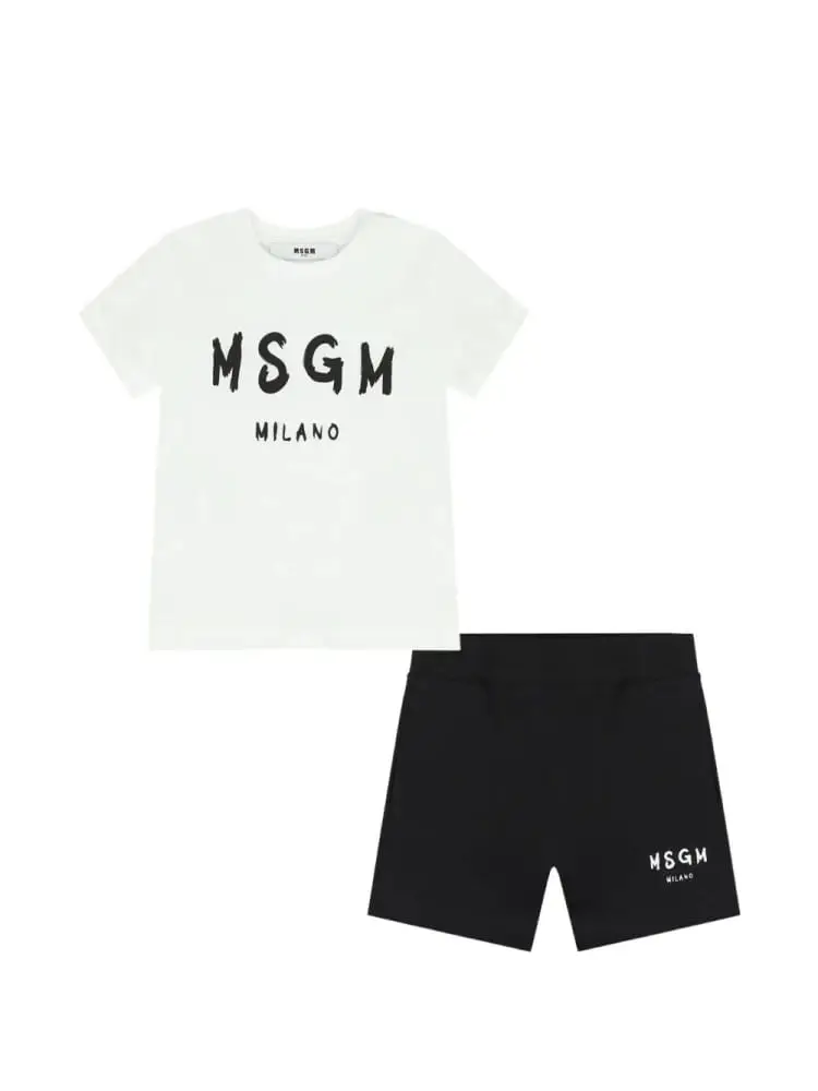 Msgm set bianco neonato logo a contrasto
