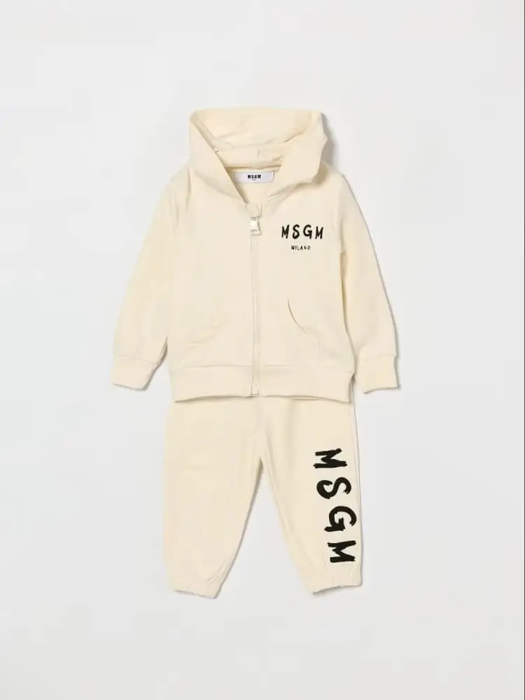 Msgm set crema neonato logo a contrasto