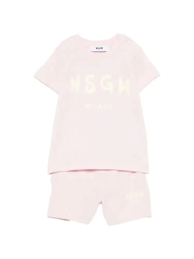 Msgm set rosa neonata logo a contrasto
