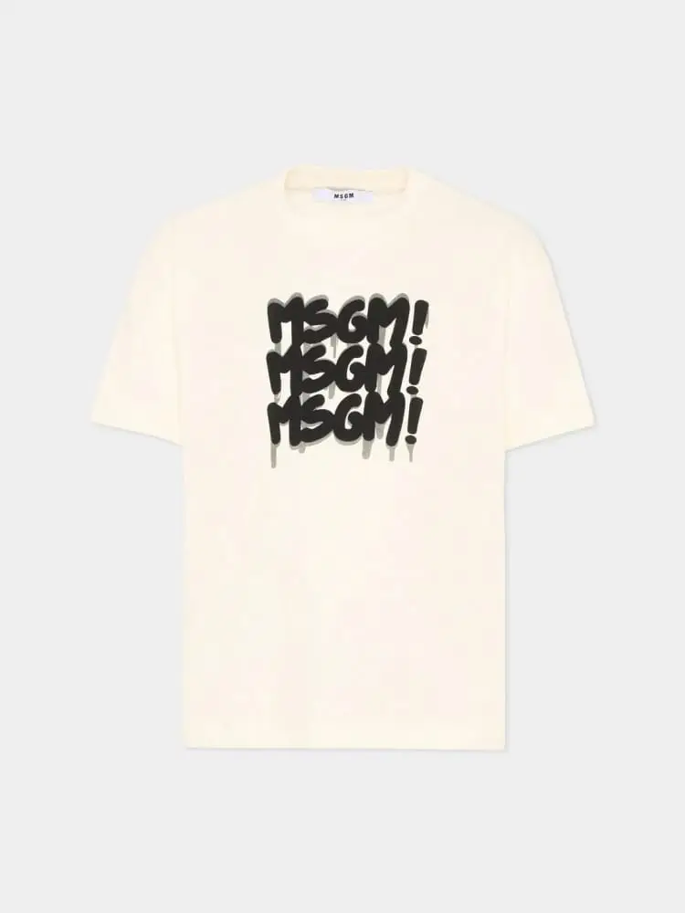 Msgm tshirt crema bambino maxi logo