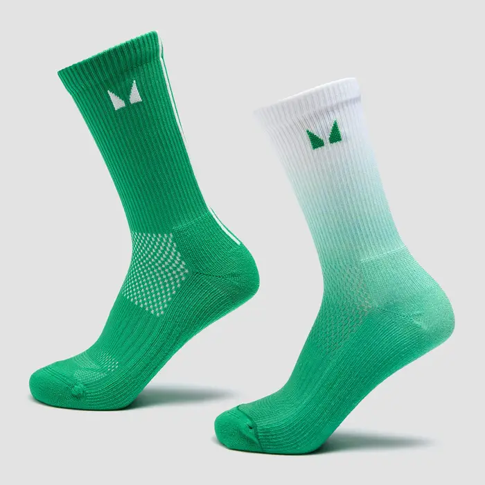 MyProtein Calze da corsa MP (confezione da 2) - Verde zesty ombré/righe verde lime chiaro - UK 2-5