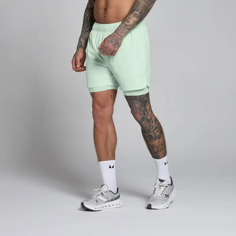 MyProtein Pantaloncini MP uomo Training 5 2 in 1 tessuto - Lime chiaro - XXXL Verde