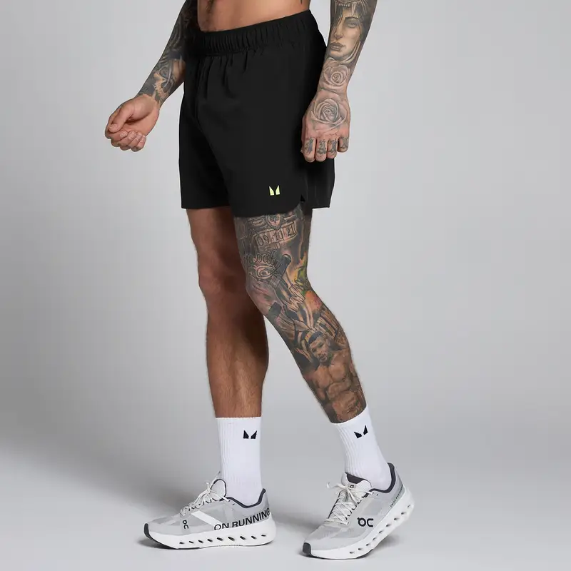 MyProtein Pantaloncini MP uomo Training 5 tessuto - Nero/lime chiaro