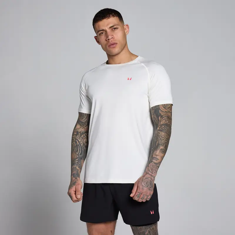 MyProtein T-shirt MP uomo training - Bianco sporco/rosa vibrante