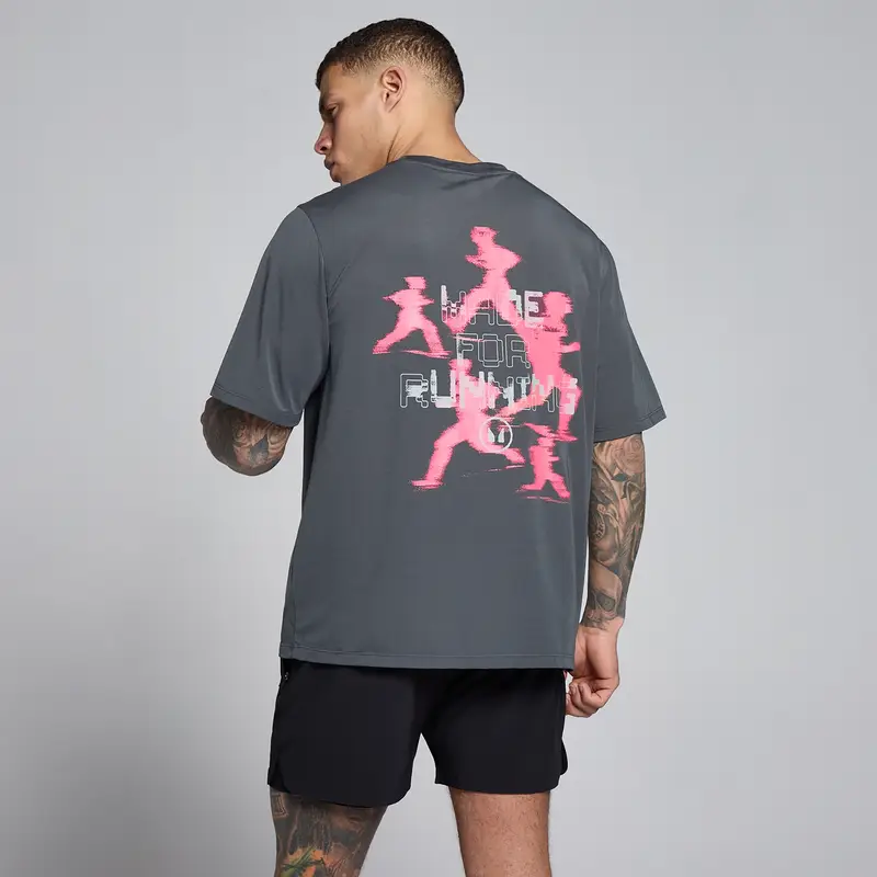 MyProtein T-shirt MP uomo Velocity grafica in cotone modal - Grigio scuro/rosa