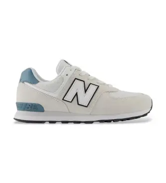 New Balance per donna/ragazza G574V1_KL Sneakers in pelle grigia 574 con lacci, Basso, Stringhe, Casual, Grigio, moda per bambini Naturale
