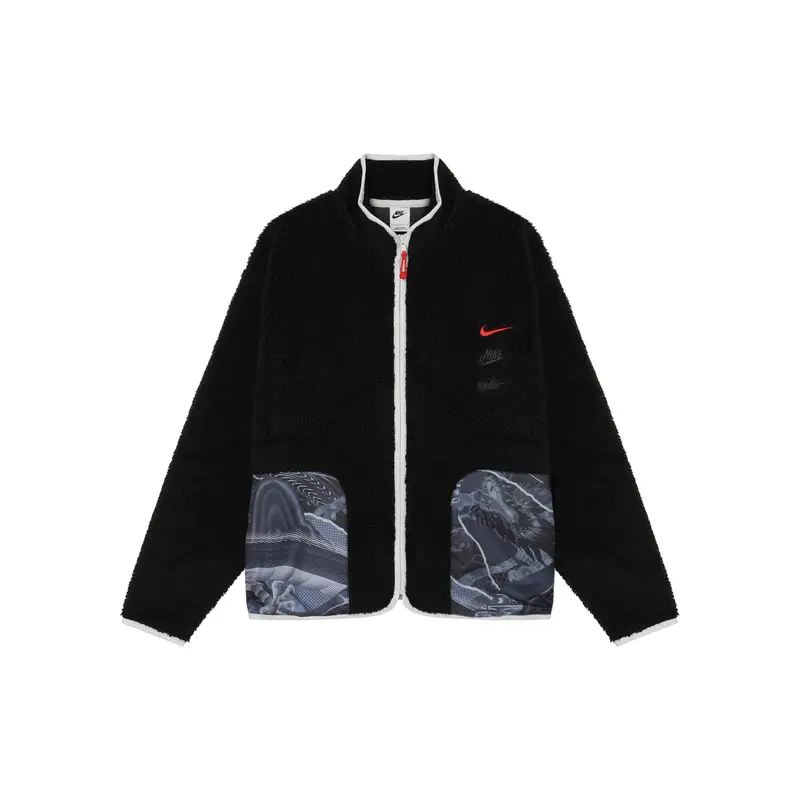 Nike Giacca in Pile con Zip e Tasca Color Block Serie Capodanno dell Anno del Drago FW23 Uomo Capispalla Nero FZ6194-010