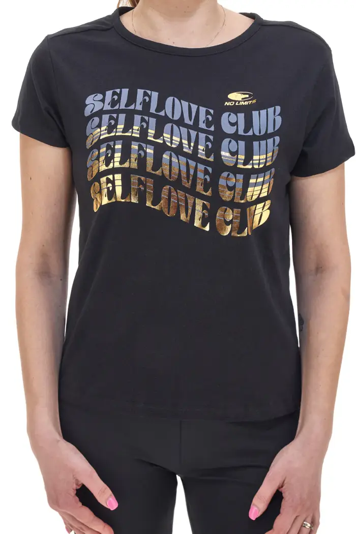 T-Shirt Nera con Stampa Frontale NO LIMITS LABK003S25 [NERO]