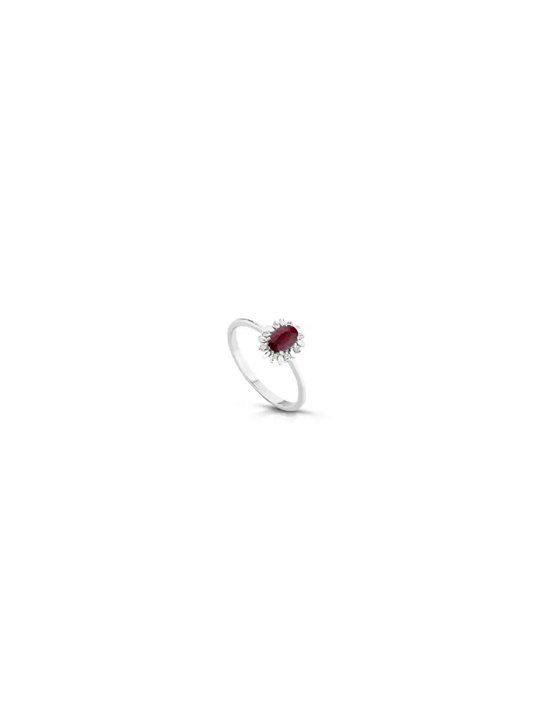 NOTINI-ORO Anello in oro bianco 18Kt con diamanti naturali e rubini F-ANPOINT/3R