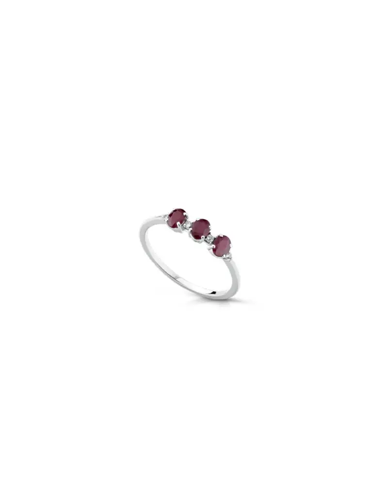 NOTINI-ORO Anello in oro bianco 18Kt con diamanti naturali e rubini F-ANTSMALL/1R