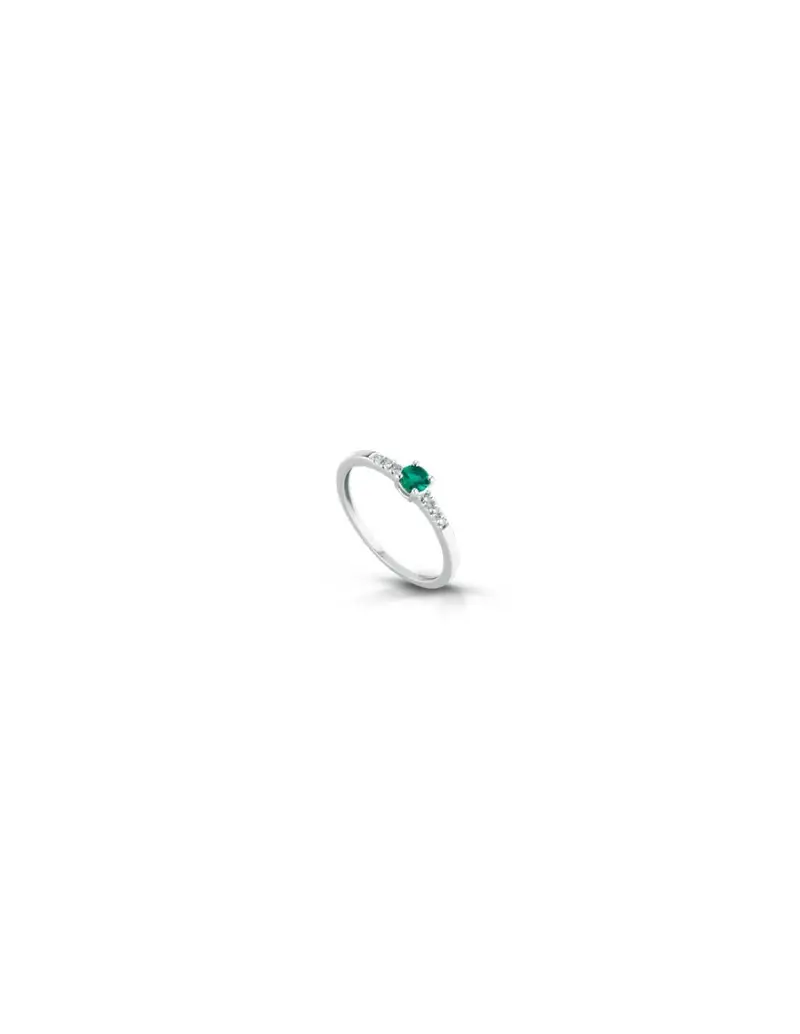 NOTINI-ORO Anello in oro bianco 18Kt con diamanti naturali e smeraldi F-ANFANTASY/1S