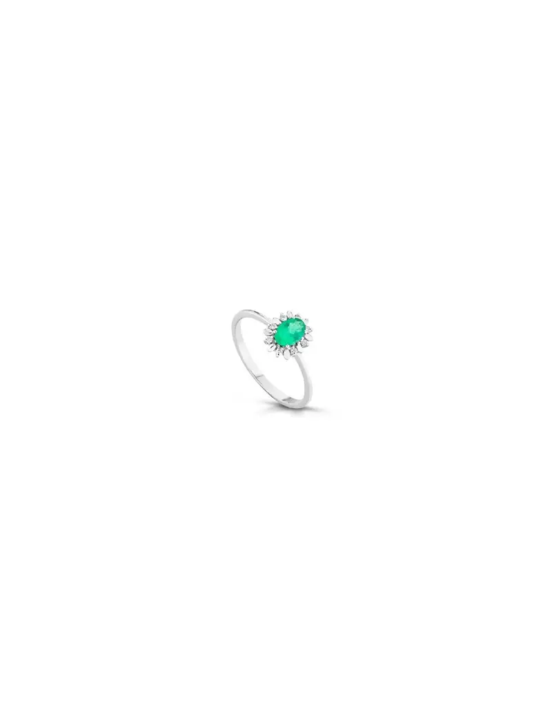 NOTINI-ORO Anello in oro bianco 18Kt con diamanti naturali e smeraldi F-ANPOINT/1S