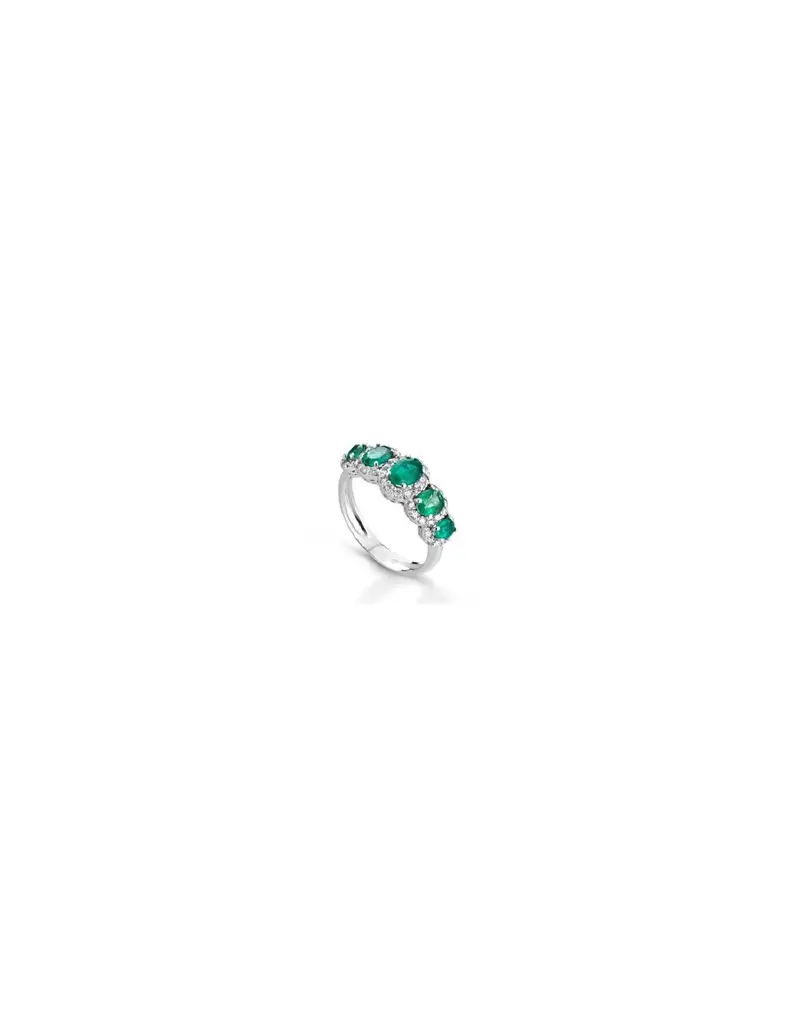 NOTINI-ORO Anello in oro bianco 18Kt diamanti e smeraldi naturali C-ANVSCROYALS