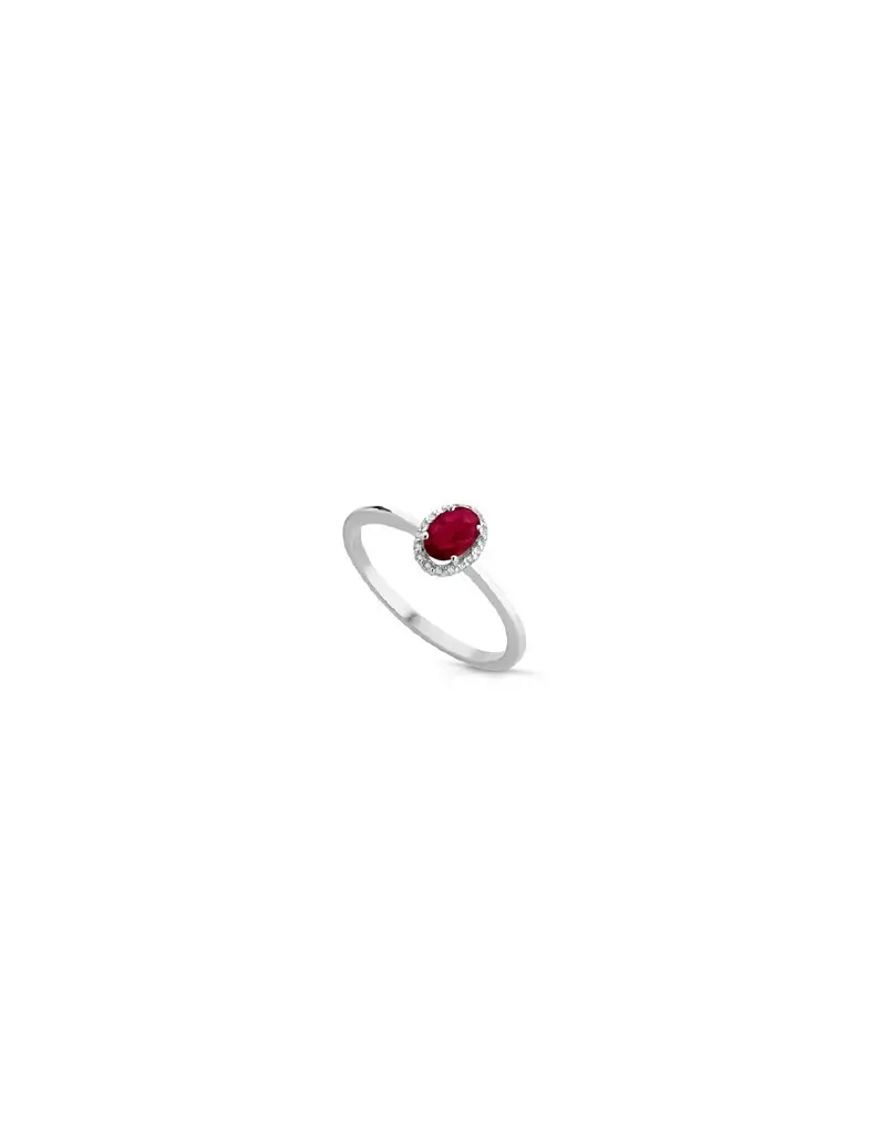 NOTINI-ORO Anello in oro bianco 9Kt diamanti e rubini naturali C-ANPOWER9KT/3R