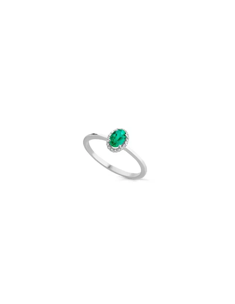 NOTINI-ORO Anello in oro bianco 9Kt diamanti e smeraldi naturali C-ANPOWER9KT/3S