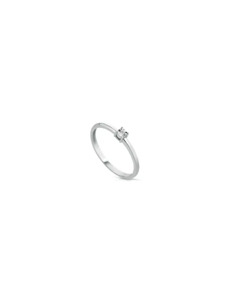 NOTINI-ORO Anello solitario in oro bianco 18Kt con diamanti naturali F-ANMICRO/1