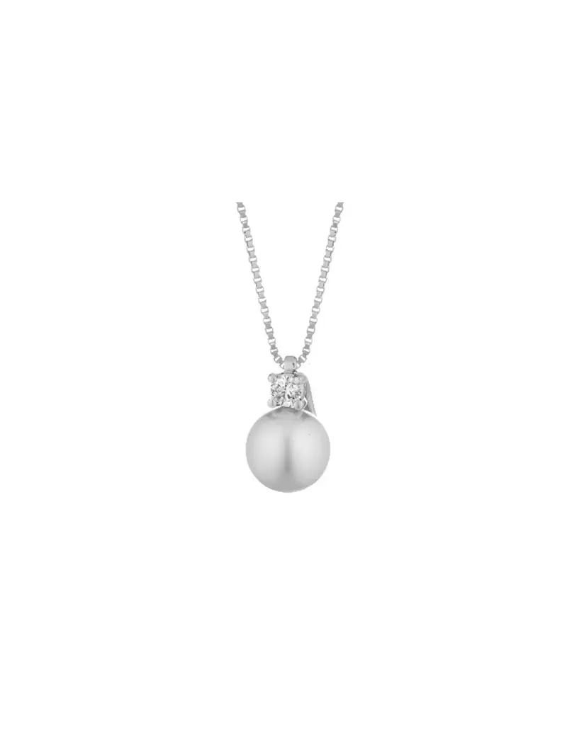 NOTINI-ORO Girocollo in oro bianco 18Kt diamanti e perle naturali C-CIOBR3/7