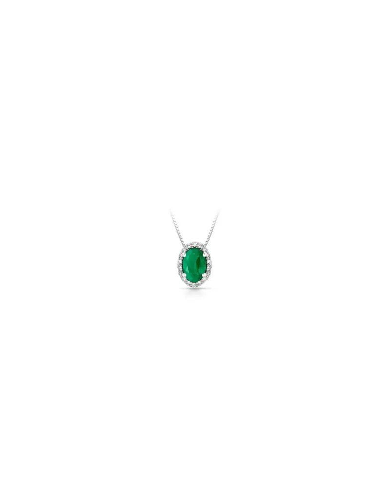 NOTINI-ORO Girocollo in oro bianco 9Kt diamanti e smeraldi naturali C-CIOPOWER9KT/3S