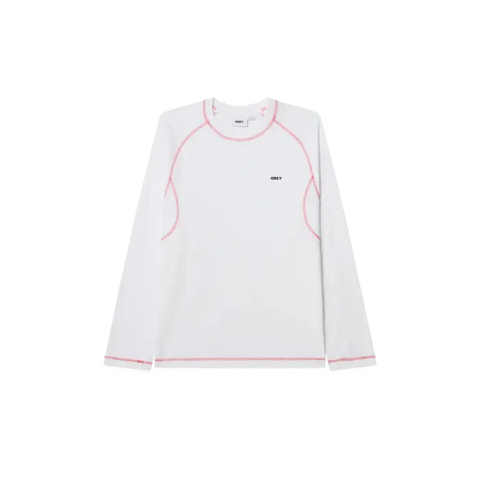 Obey T-shirt a maniche lunghe con cuciture a contrasto Aaron Blanc