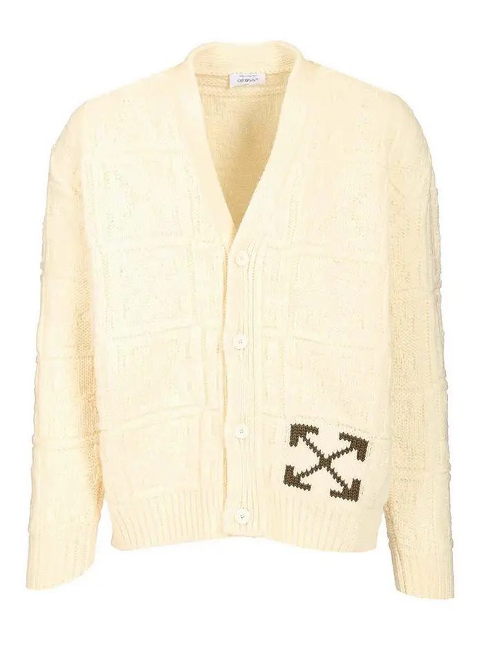 Off-White Freccia di cardigan in lana 3d Beige