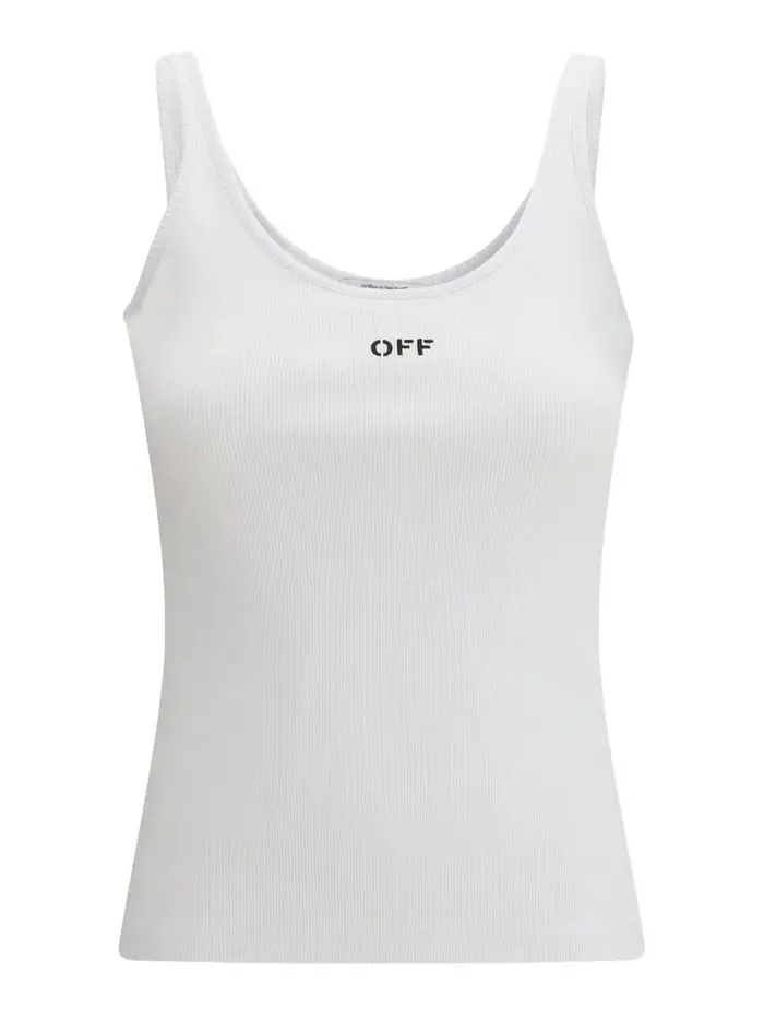 Off-White Top Con Ricamo Bianco