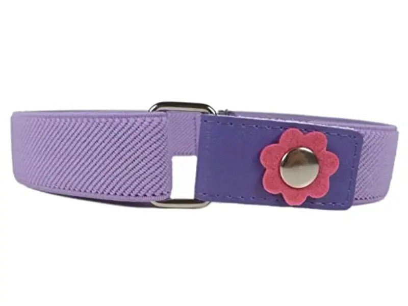 Olata Cintura Elastica da Bambina, Chiusura a Scatto con Gancio, Motivo con Fiore (1-6 Anni). Lilla