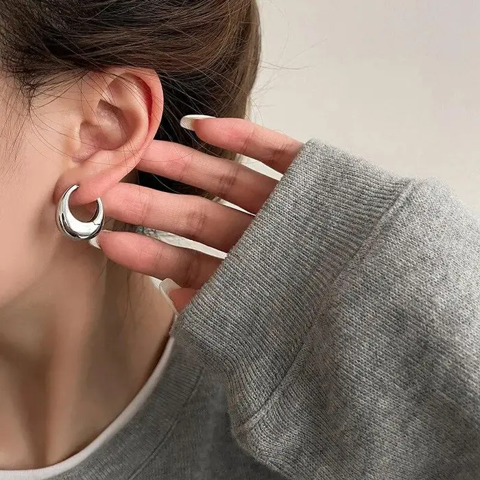 Orecchini Rotondi Vintage OPK da Donna, Orecchini alla Moda, Gioielli, Accessori da Festa, Regalo argento