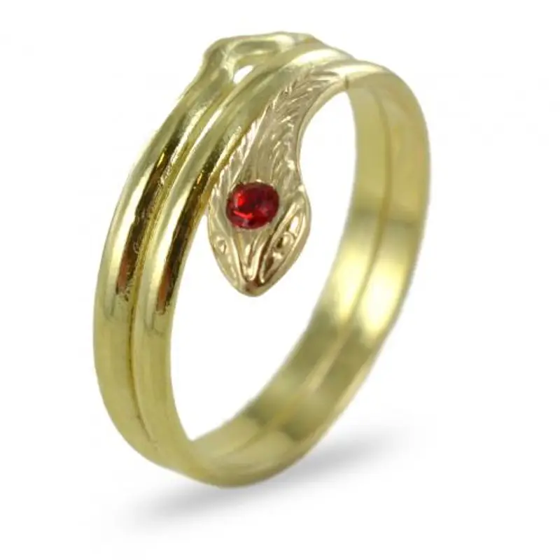 orobimbi anello serpentina da bambina in oro giallo con pietra rossa