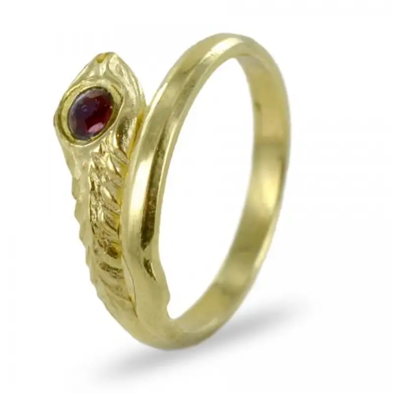 orobimbi anello serpentina da bambina in oro giallo con pietra rossa
