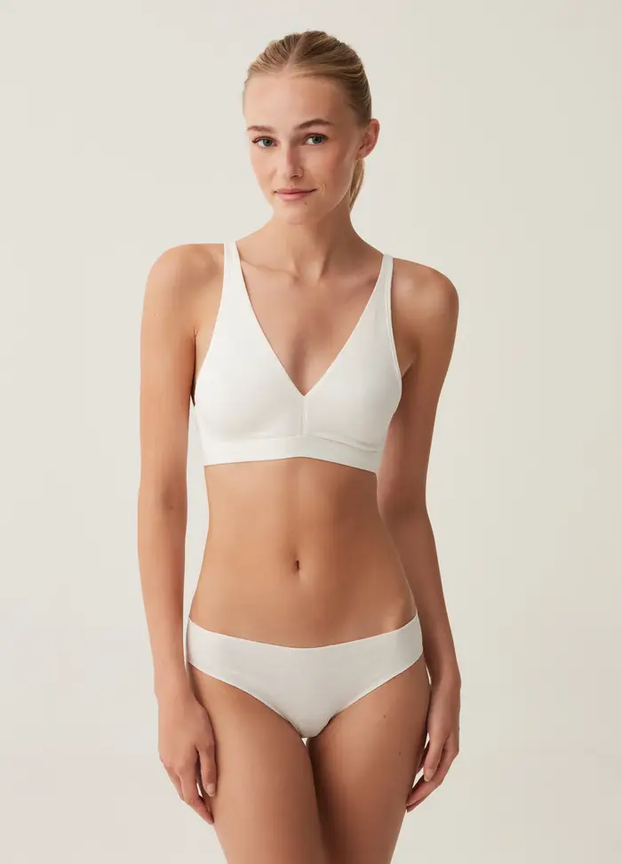 Bipack Di Slip In Cotone Elasticizzato Bianco E Nero, Donna, Bianco