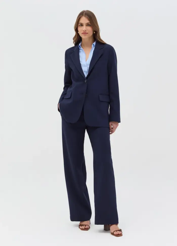 Blazer Monopetto Stretch, Donna, Blu