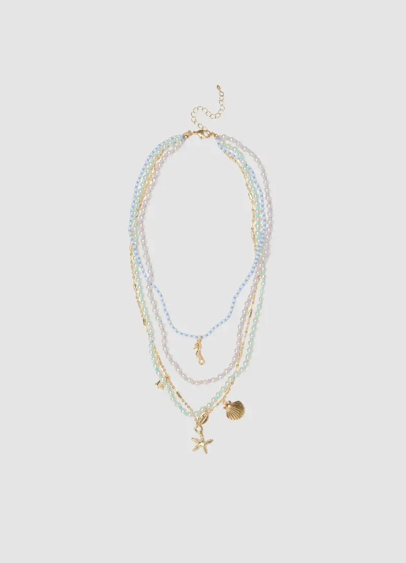 OVS Collana Multicolor Regolabile Con Ciondoli Marini, Donna, Multicolor