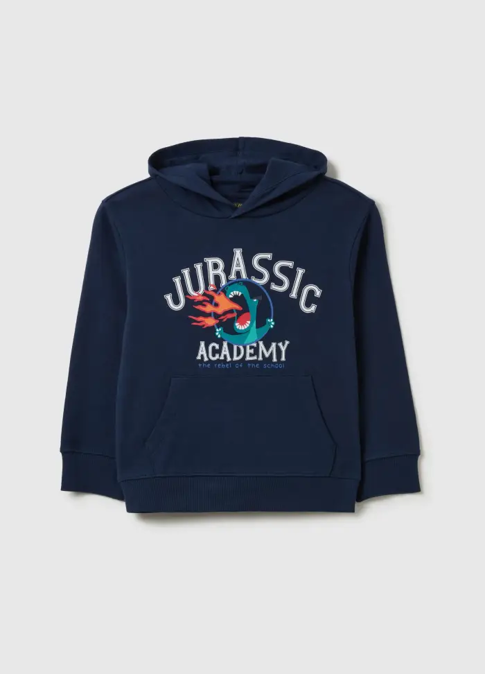 Felpa Con Cappuccio Stampa "jurassic Academy", Bambino, Blu