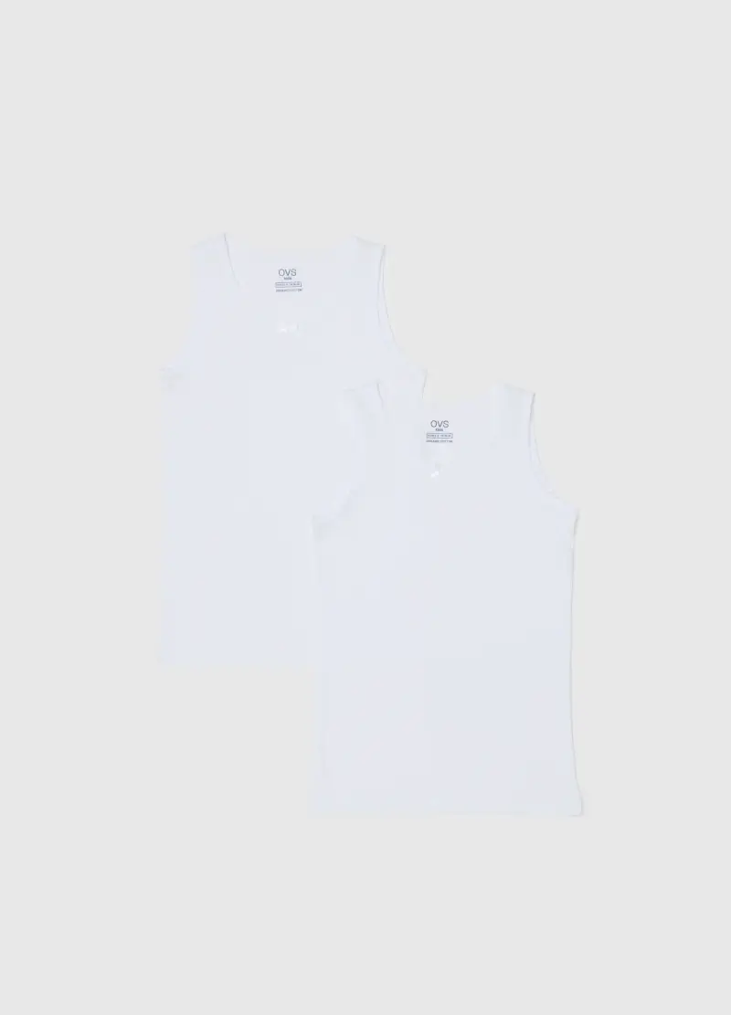 OVS HOUSEBRAND OVS, Bipack Canottiere Bianche Da Bambina In Puro Cotone Regular Fit, Unisex, Bianco