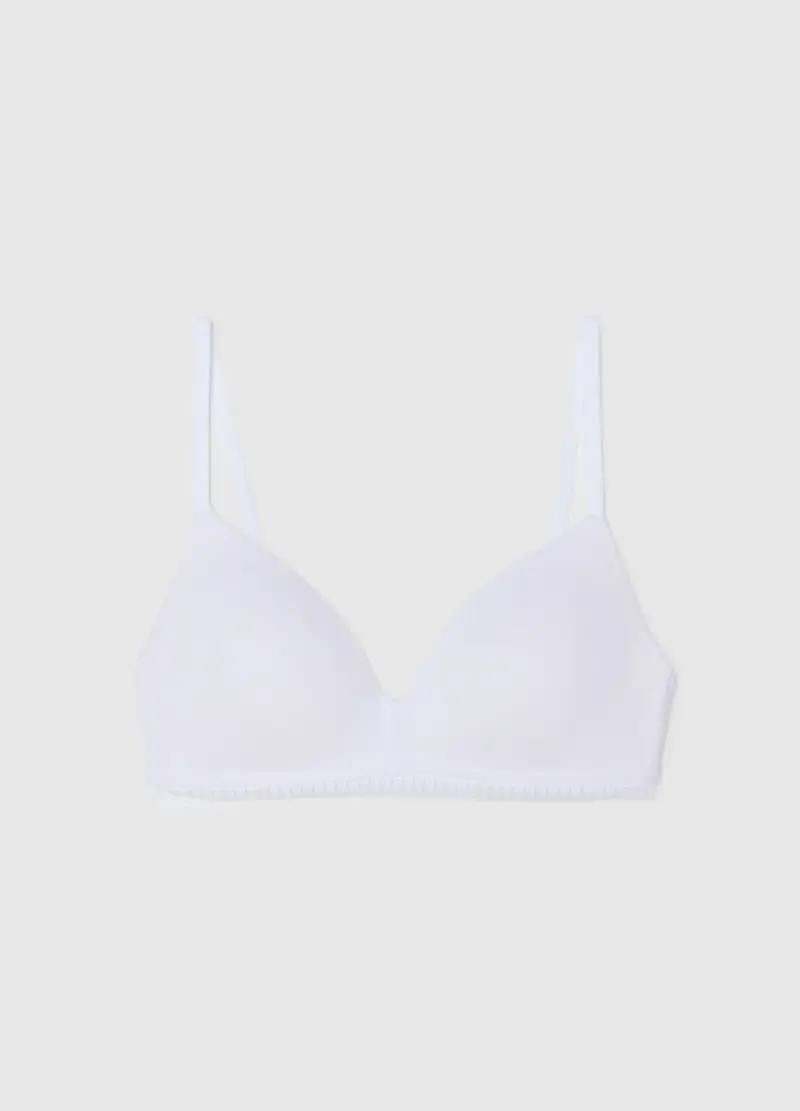 OVS HOUSEBRAND OVS, Reggiseno A Triangolo Bianco In Cotone Elasticizzato Con Imbottitura, Donna, Bianco