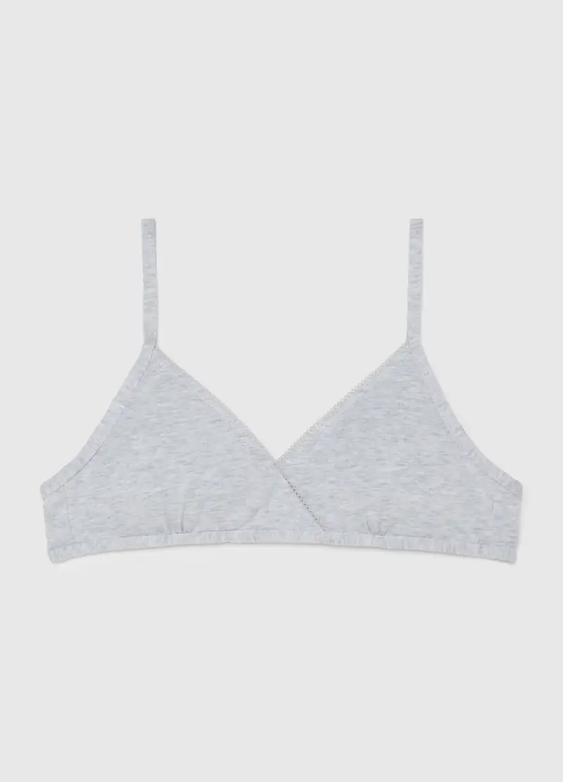 OVS, Reggiseno A Triangolo Da Ragazze In Cotone Grigio Elasticizzato, Unisex, Grigio