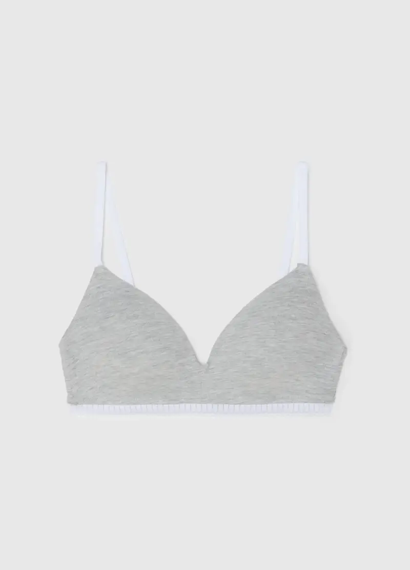 OVS HOUSEBRAND OVS, Reggiseno A Triangolo Grigio In Cotone Elasticizzato Con Imbottitura, Donna, Multicolor
