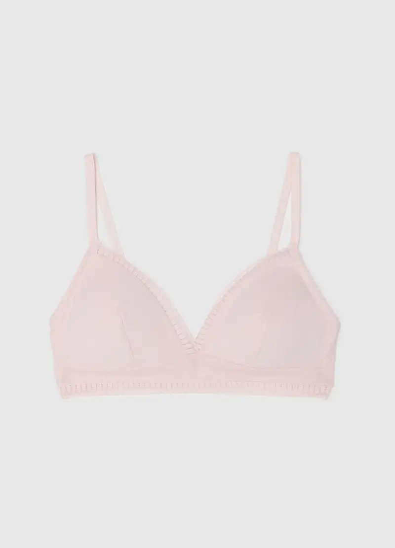 OVS HOUSEBRAND OVS, Reggiseno A Triangolo In Cotone Elasticizzato Bianco, Donna, Rosa