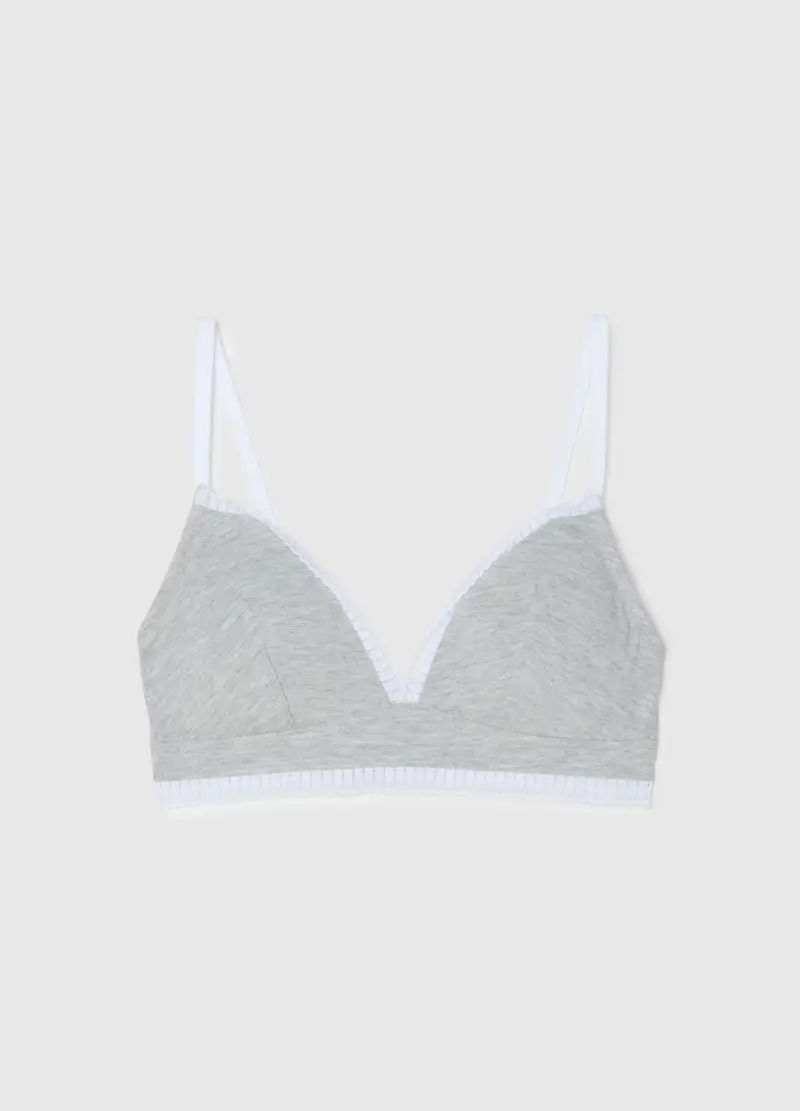 OVS HOUSEBRAND OVS, Reggiseno A Triangolo In Cotone Elasticizzato Grigio, Donna, Multicolor