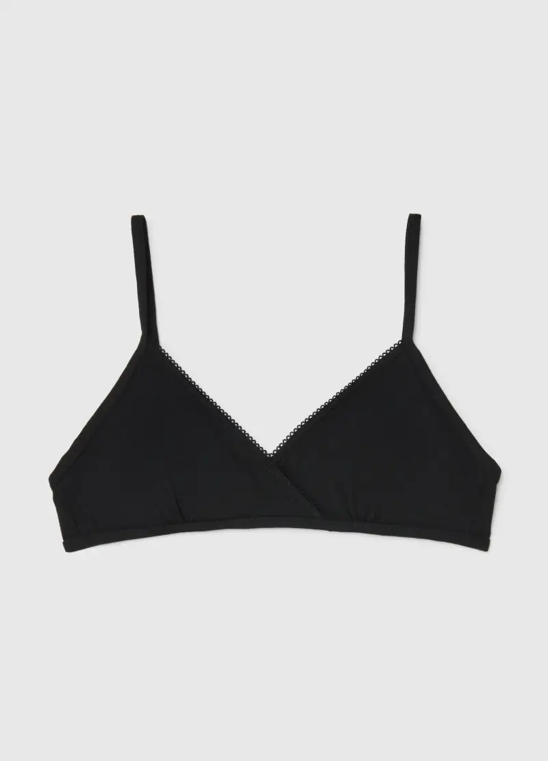 OVS HOUSEBRAND OVS, Reggiseno A Triangolo Nero Da Ragazza In Misto Cotone Regular Fit, Unisex, Nero
