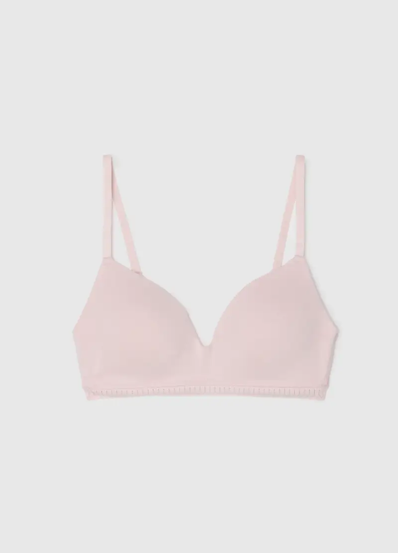 OVS HOUSEBRAND OVS, Reggiseno A Triangolo Rosa In Cotone Elasticizzato Con Imbottitura, Donna, Rosa