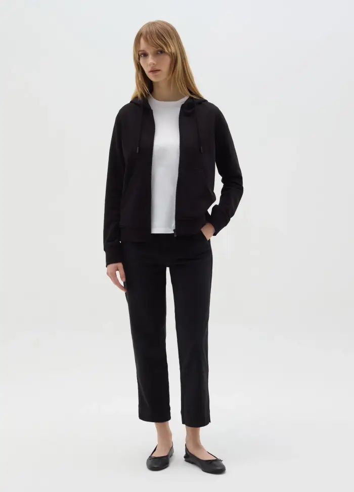 Jeans Chino A Vita Alta, Donna, Nero